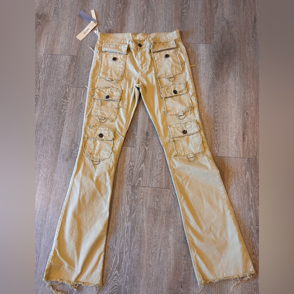 Men Tan Cargo Jeans